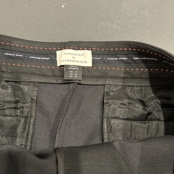 Anthropologie Womens Pants 8 The Essential Slim Black Pockets Cargo Mid Rise - Picture 8 of 10